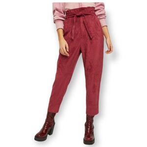 Free People nightfall crop suede finish paperbag high waist pants size 0